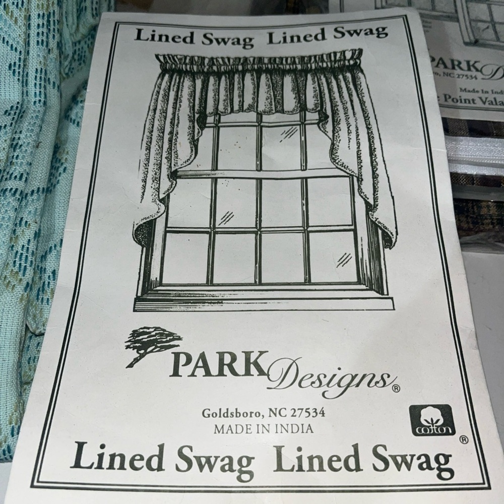 Park Designs Lined Swag Curtains - scallops bluish green beach house theme